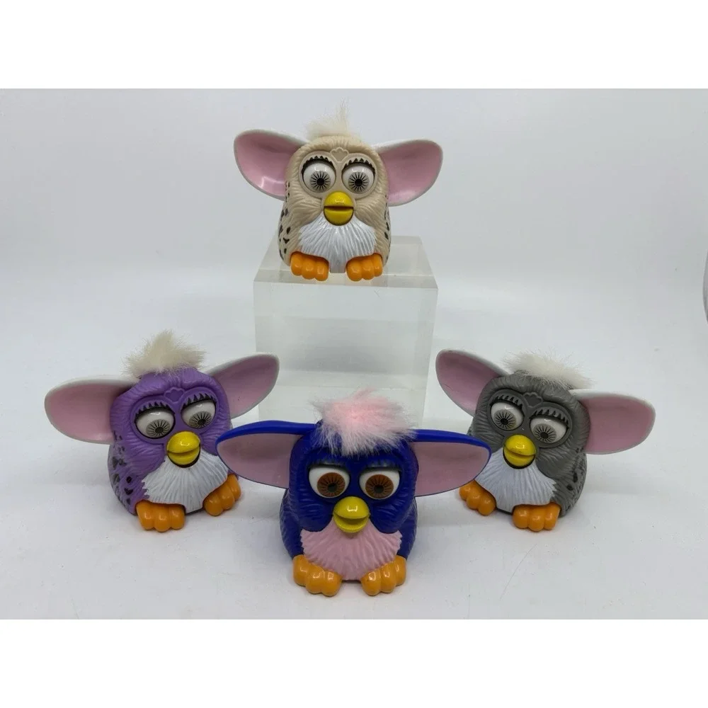 Lot of (4) Vintage Furby McDonald's Happy Meal Toys 1998 Tiger Cheetah